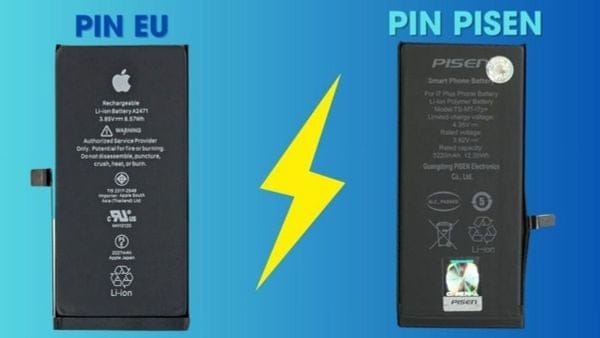 So sánh pin Pisen chính hãng và pin cũ khi thay pin iPhone 12 Pro