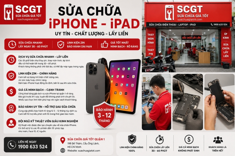 Sửa chữa iphone ipad uy tín tại quận 1