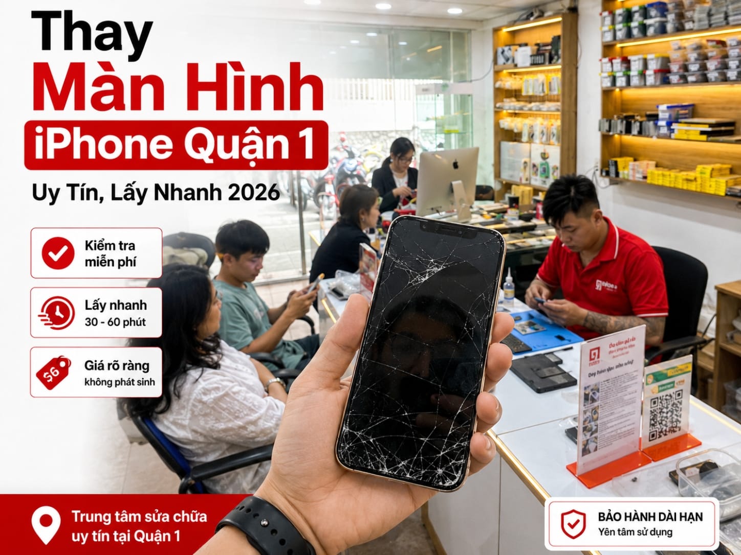 Thay màn hình điện thoại iPhone quận 1
