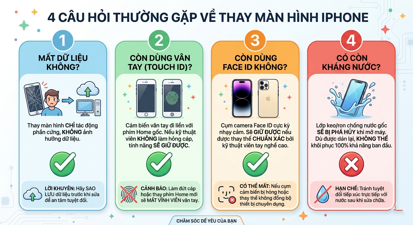 Các câu hỏi thường gặp khi thay màn hình iPhone