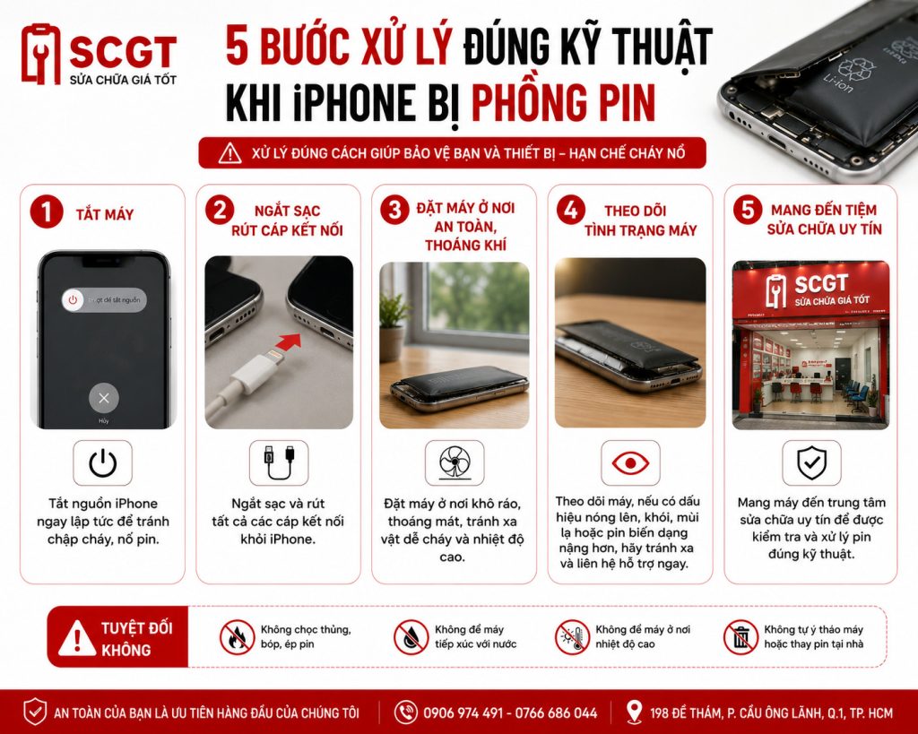 5 bước xử lý khi iPhone bị phồng pin