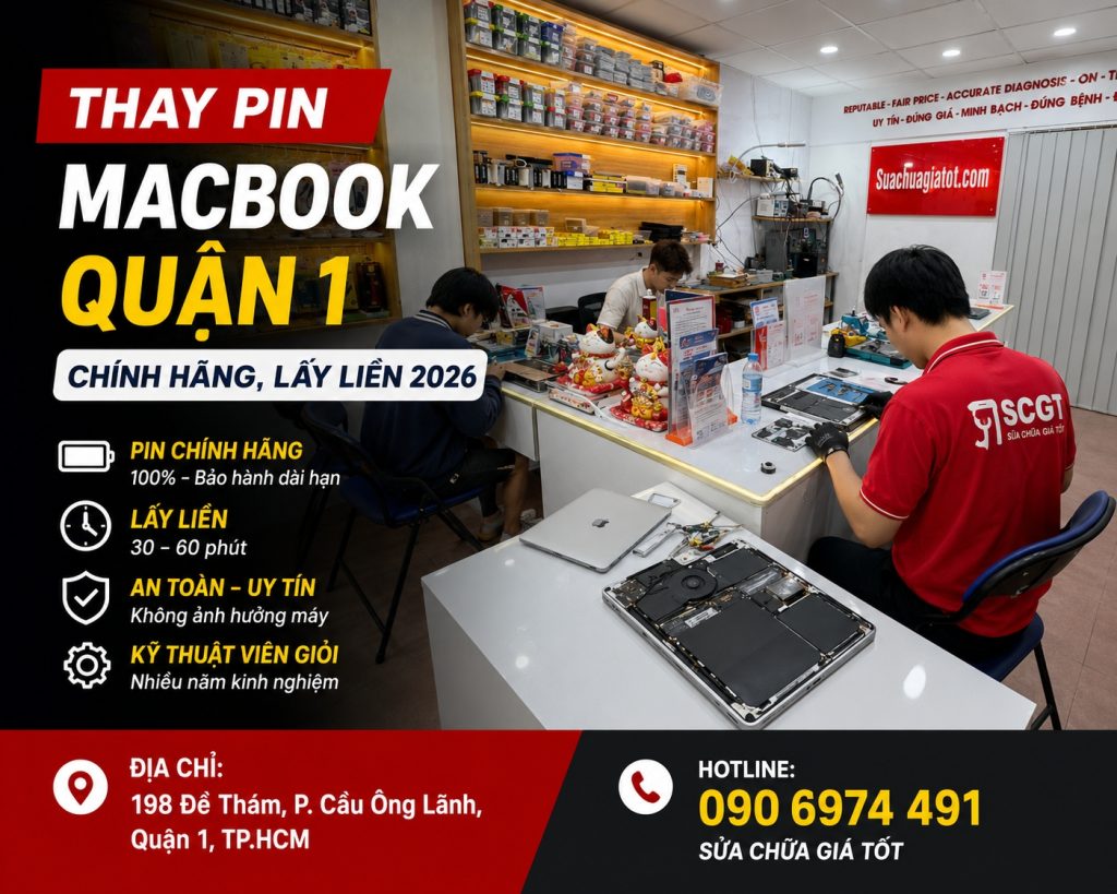 Pin MacBook chính hãng Pisen tại SCGT Quận 1