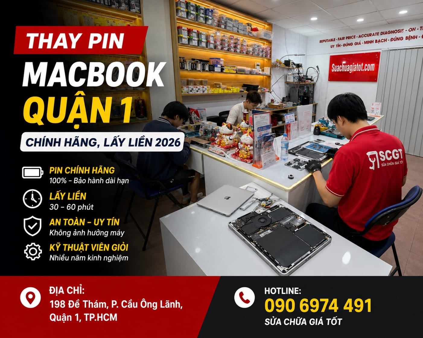 Pin MacBook chính hãng Pisen tại SCGT Quận 1