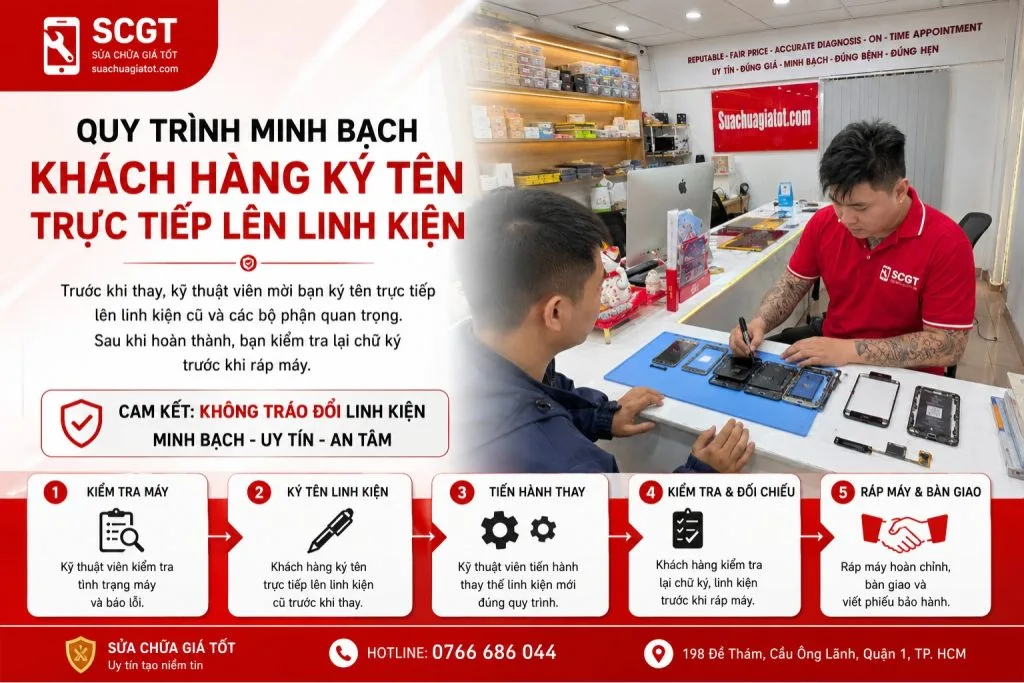 địa chỉ sửa iPhone iPad MacBook uy tín, quy trình rõ ràng