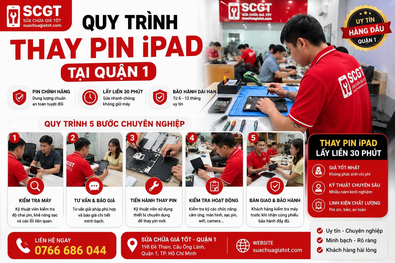 Quy trình thay pin ipad tại quận 1