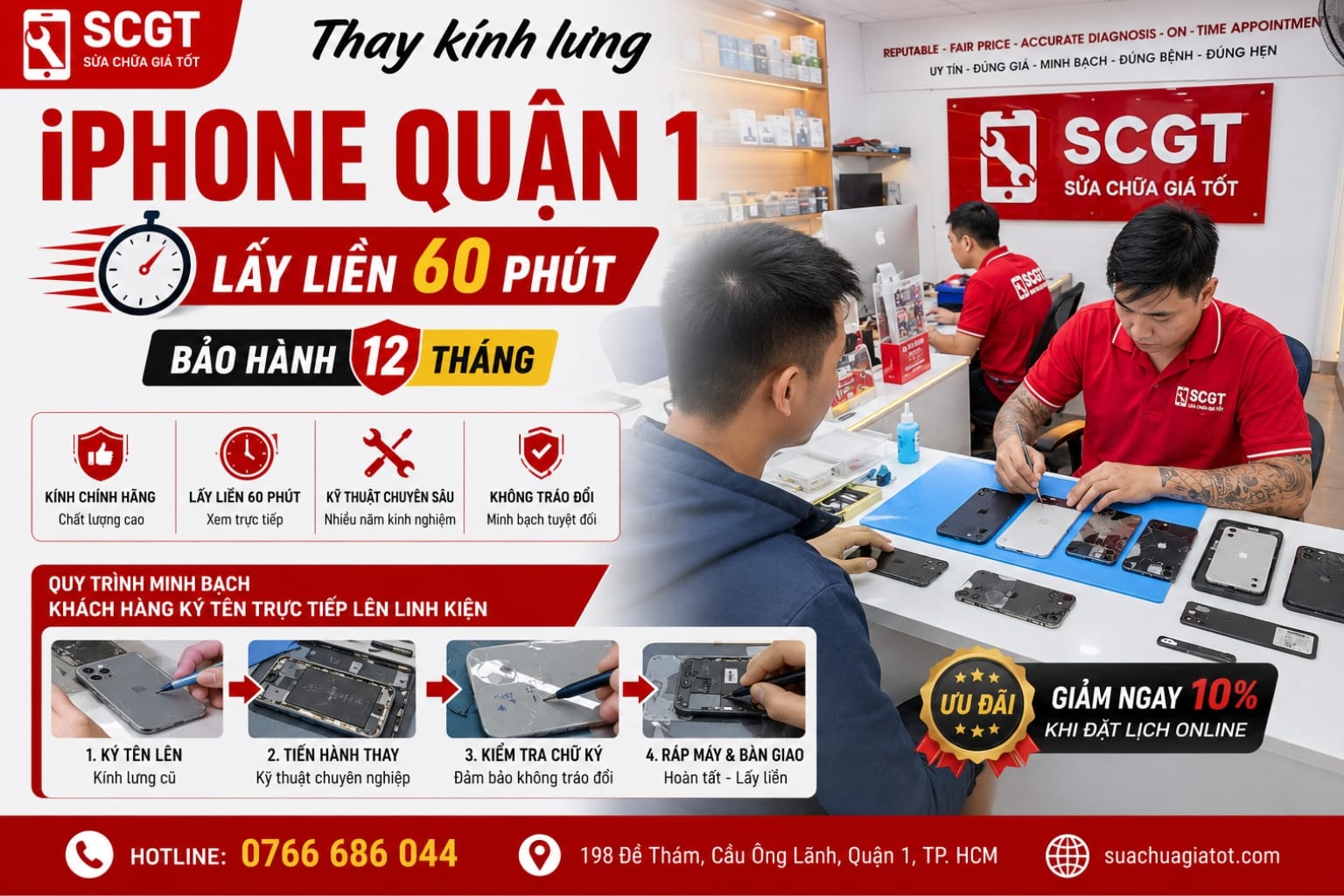 Thay kính lưng cho điện thoại iphone quận 1