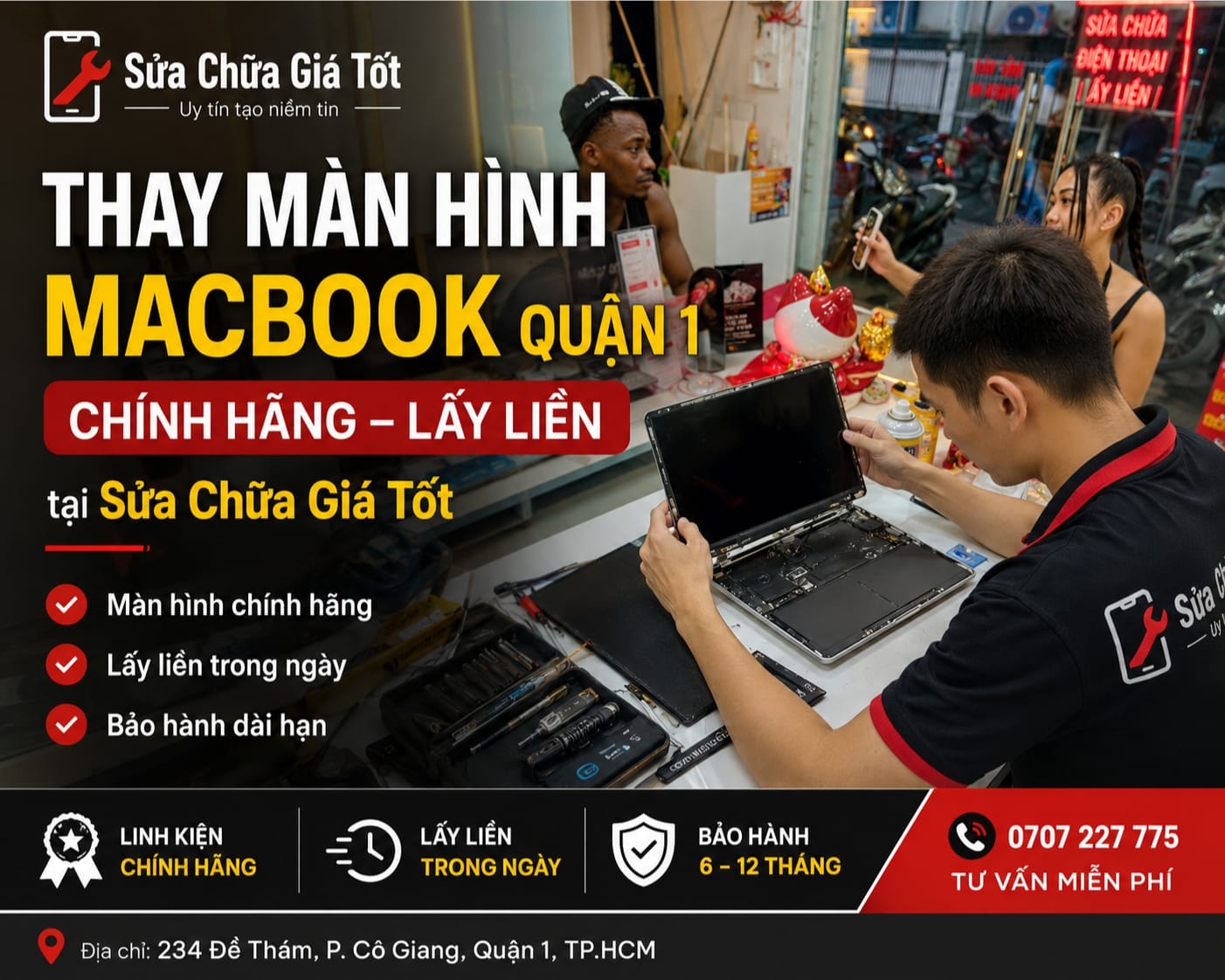 Thay màn hình macbook quận 1 uy tín và chính hãng