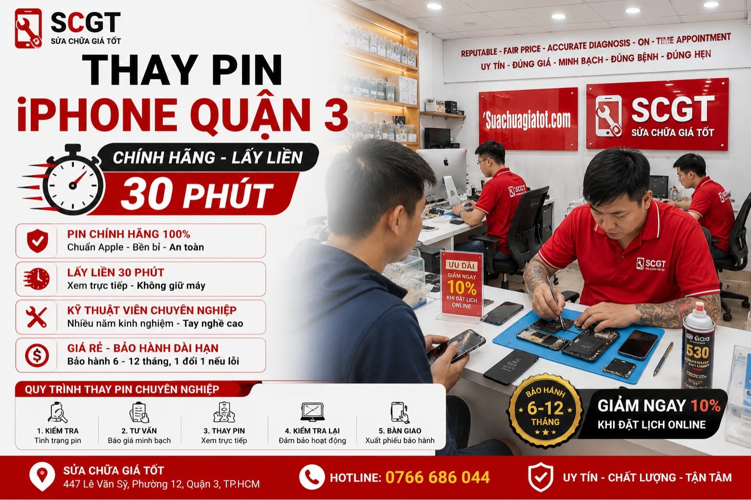 Thay Pin iPhone Quận 3 uy tín và tận tâm