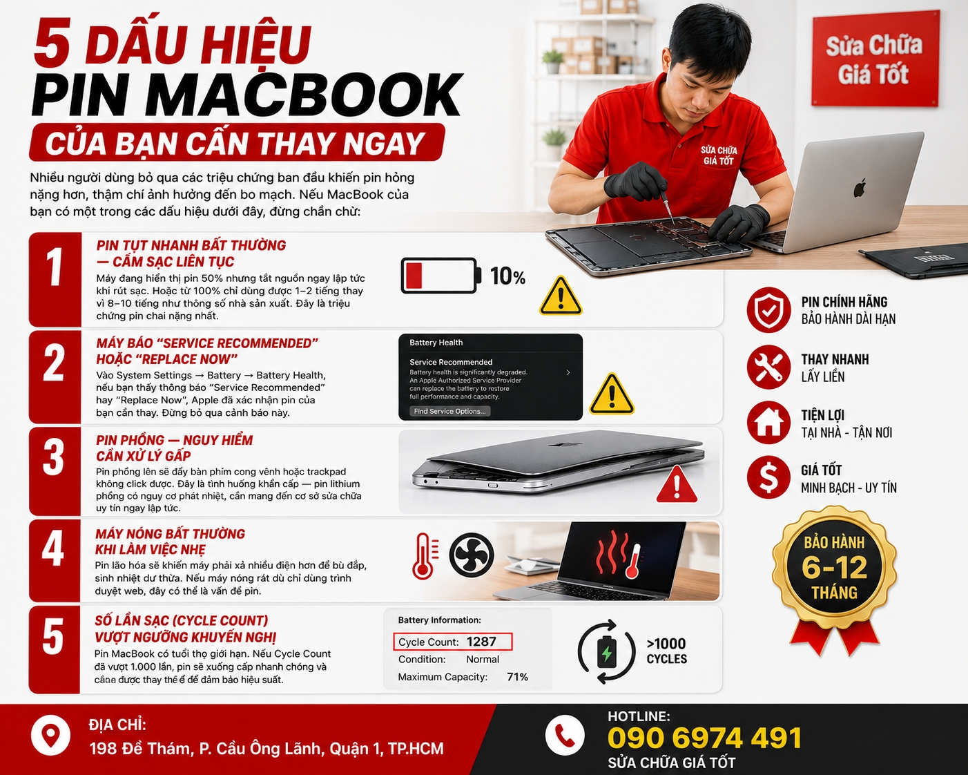 Thay pin macbook quận 1 tại sửa chữa giá tốt