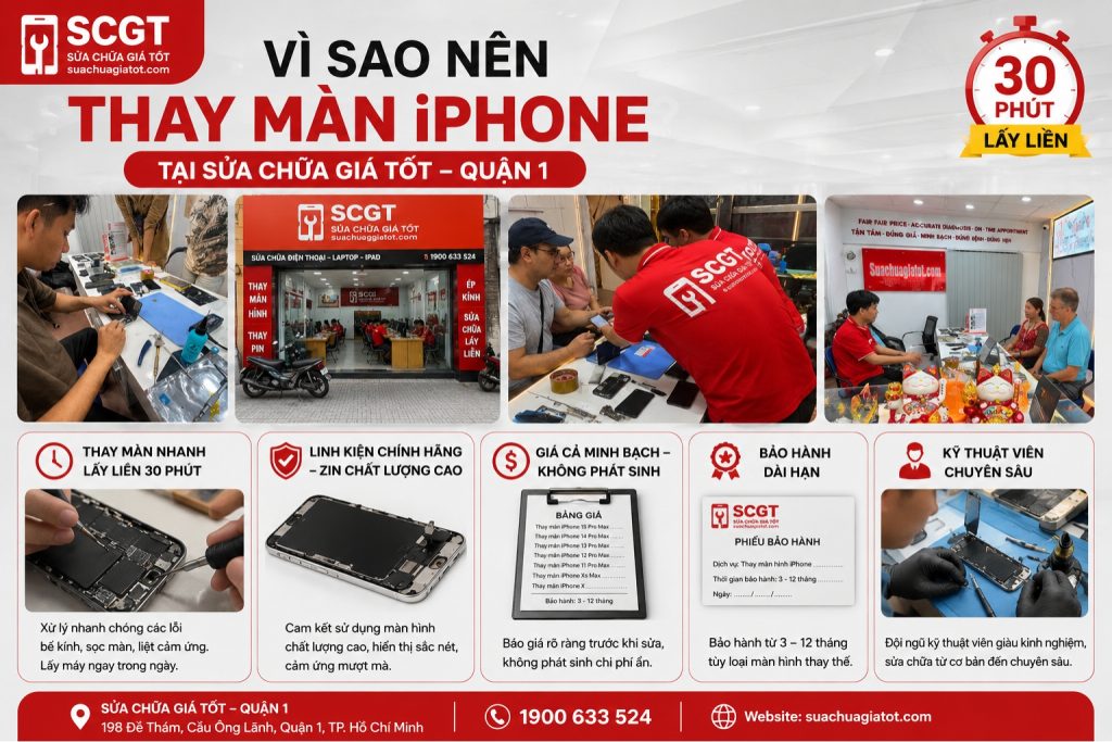 Vì sao thay màn hình iphone tại cửa hàng