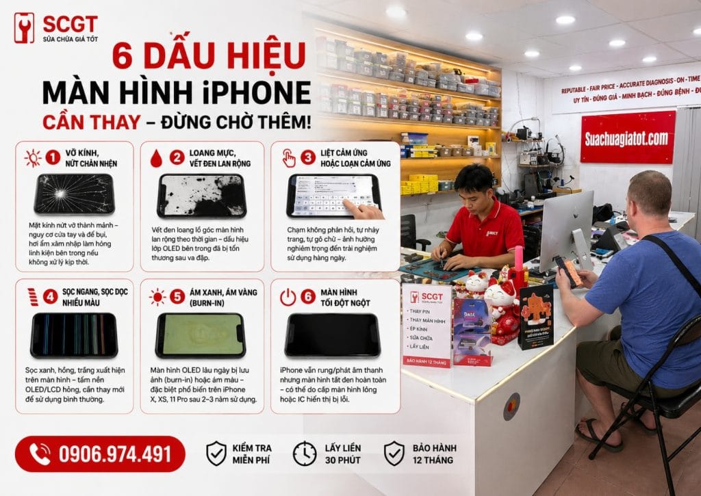 6 dấu hiệu càn thay màn hình iPhone