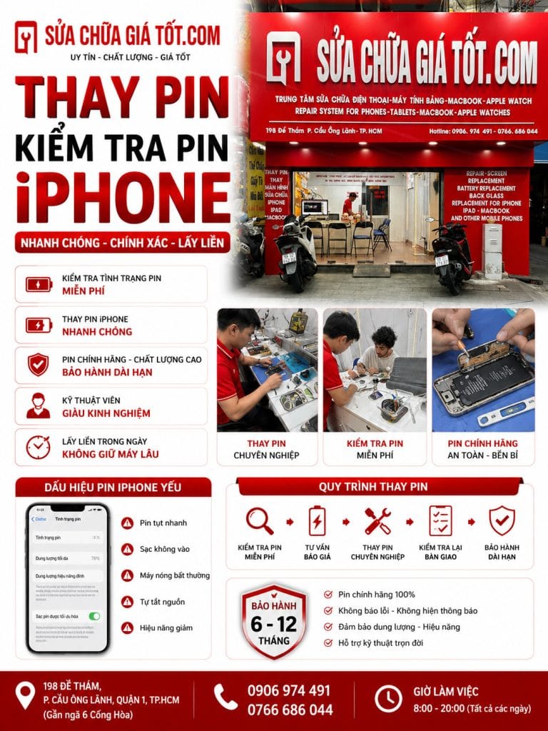 kiểm tra pin iPhone