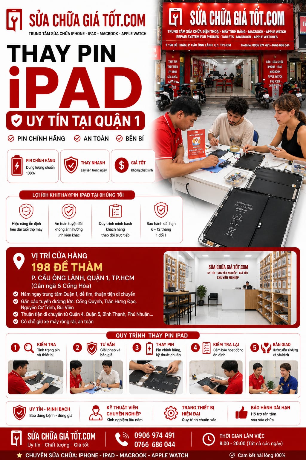 Thay pin iPad uy tín Quận 1 - dịch vụ liên quan tại Sửa Chữa Giá Tốt