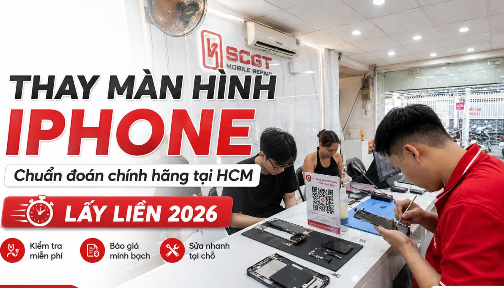 Thay Màn Hình iPhone Chính Hãng Tại HCM – Zin Apple, Lấy Liền 2026