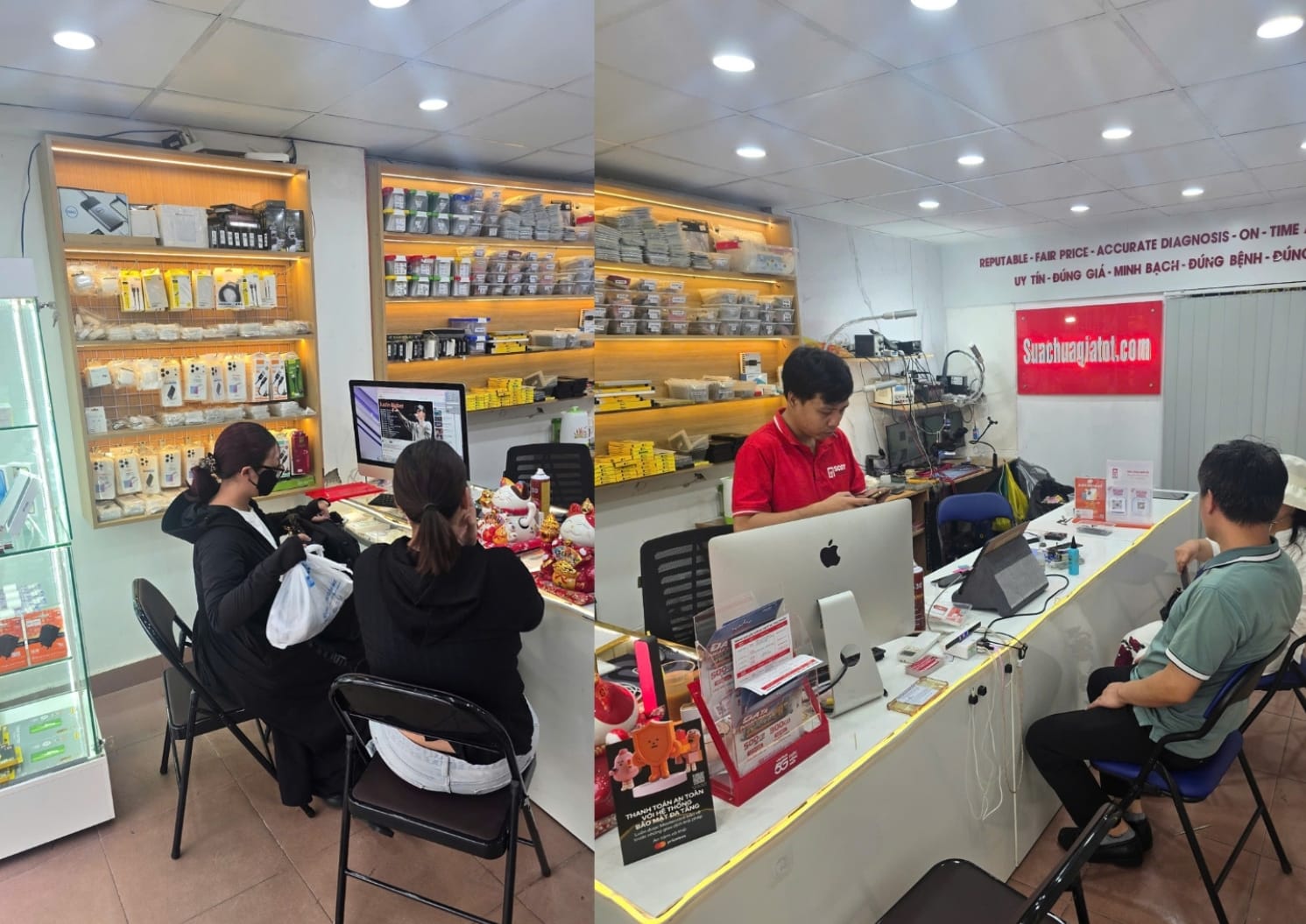 Khách hàng hài lòng sau khi thay pin iPhone chính hãng tại Sửa Chữa Giá Tốt Quận 1 TP.HCM