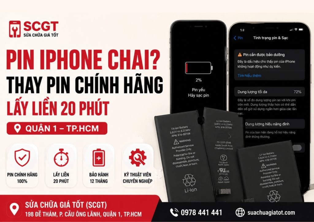 Chai pin thì thay pin ở sữa chữa giá tốt quận 1