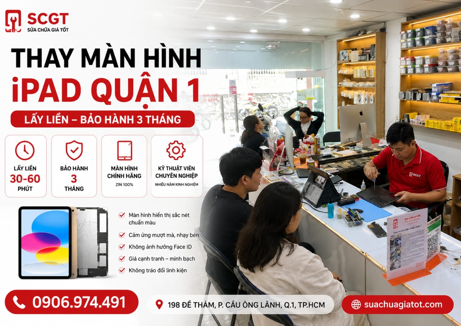 Thay màn hình iPad quận 1 chính hãng và nhanh