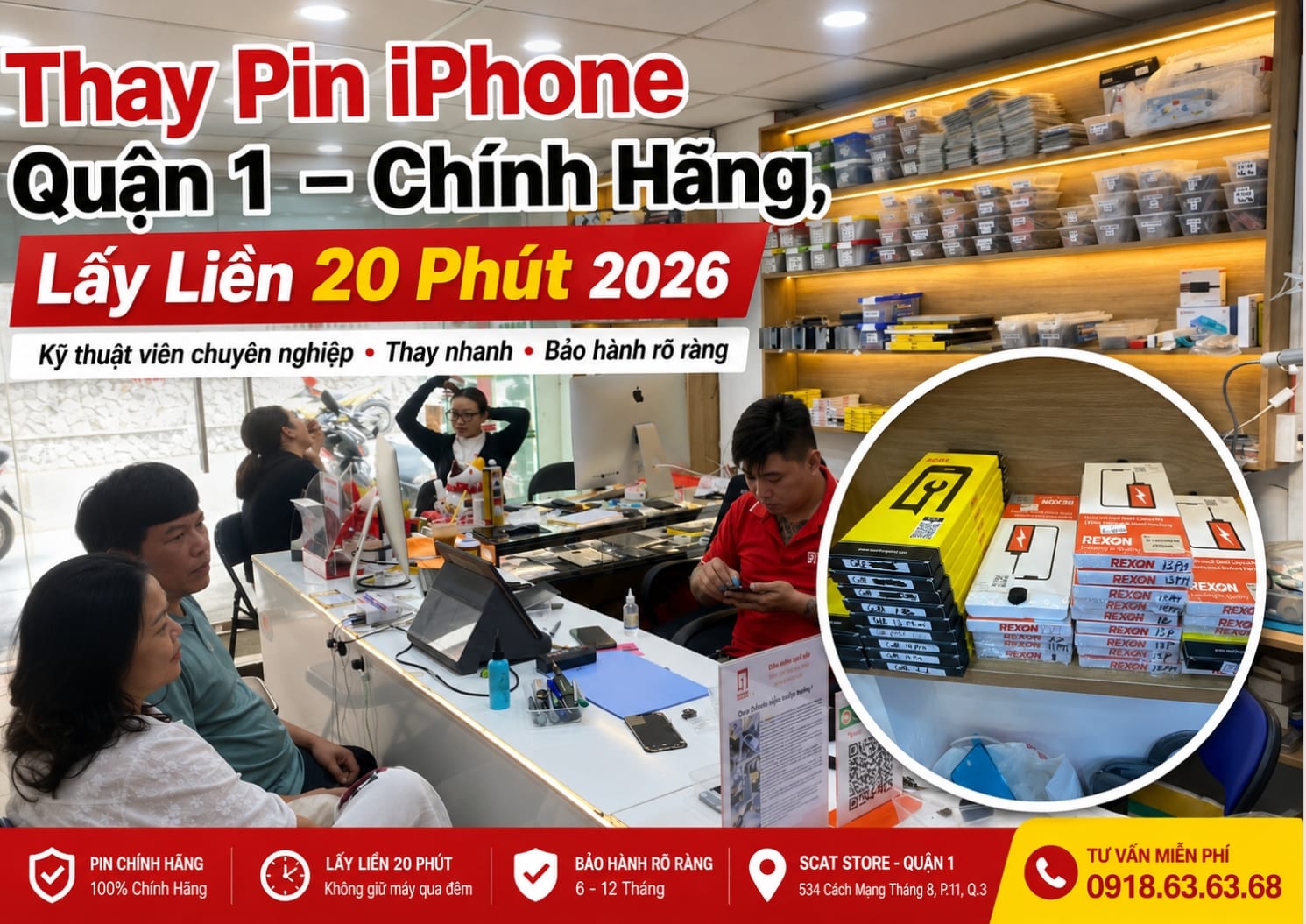 Thay pin iPhone quận 1 chính hãng