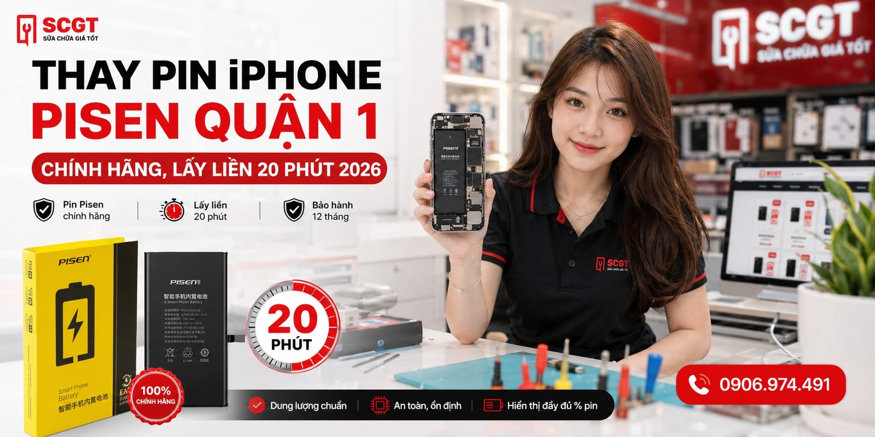 Thay pin pisen quận 1 chính hãng