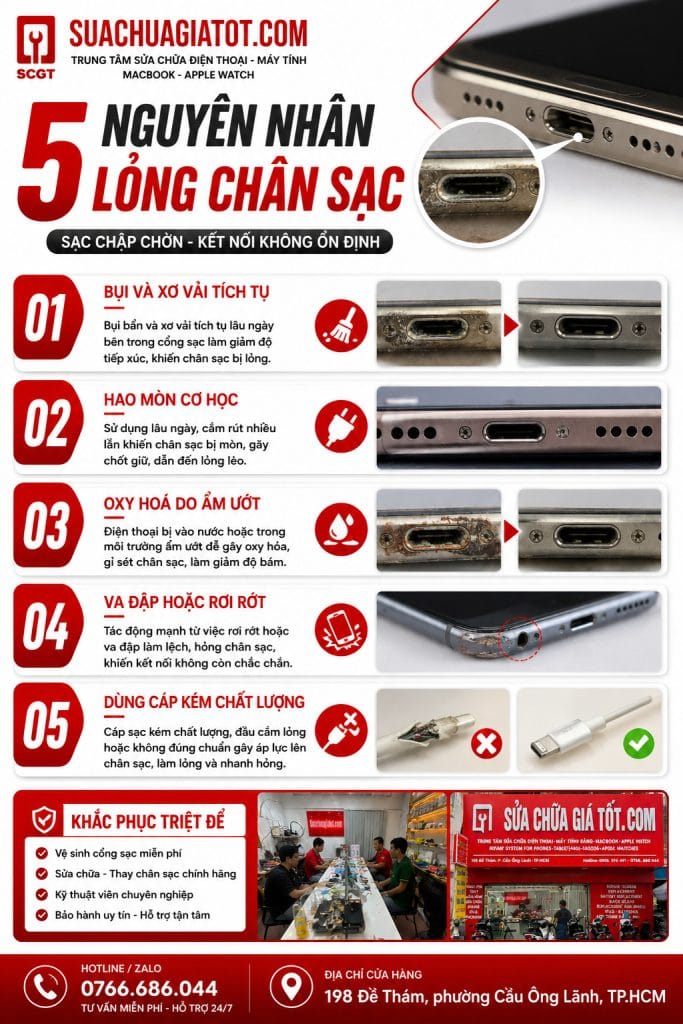 5 nguyên nhân lỏng chân sạc iPhone