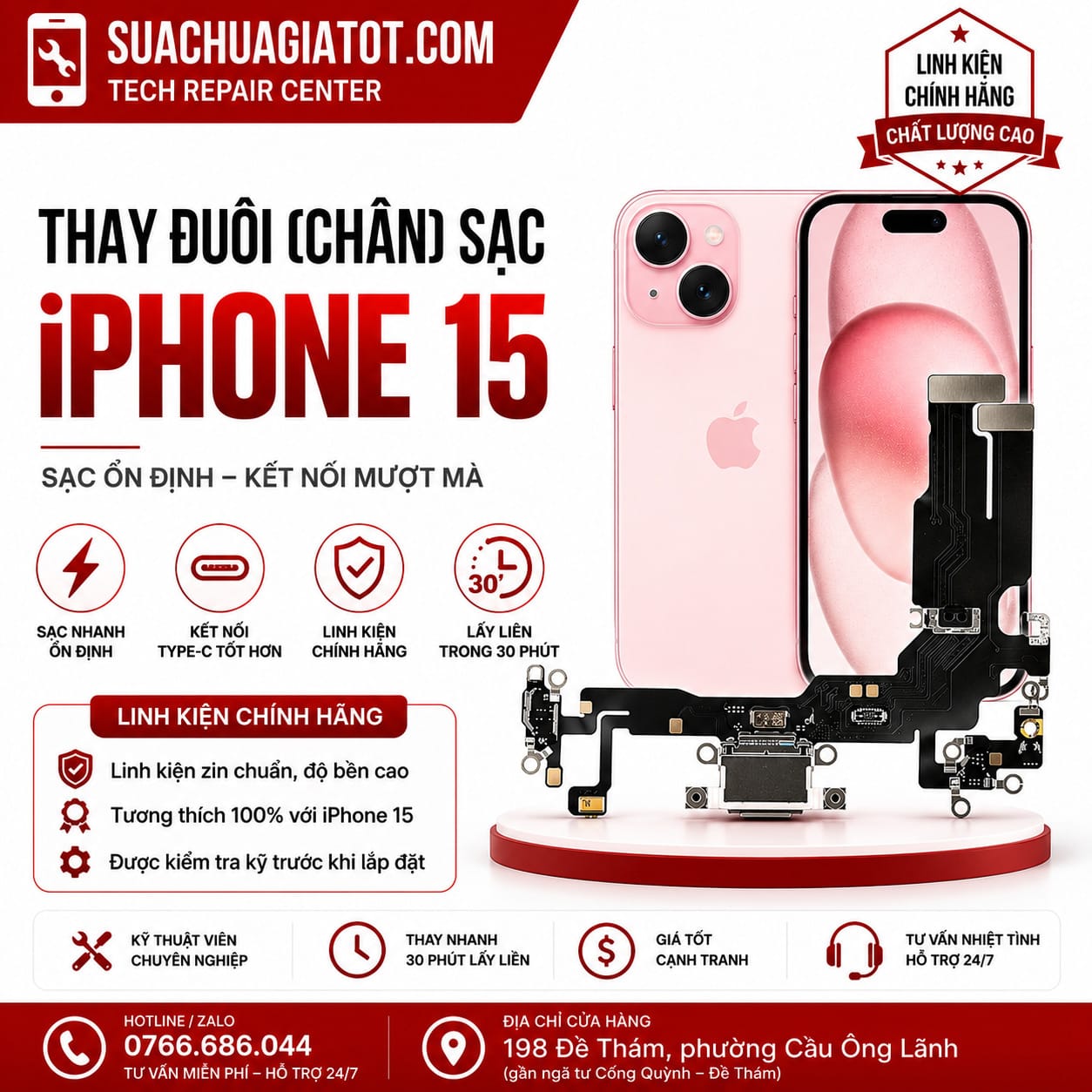 Đuôi sạc iPhone 15