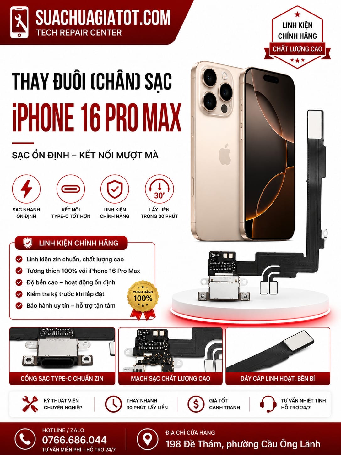 Đuôi sạc iPhone 16 Pro Max