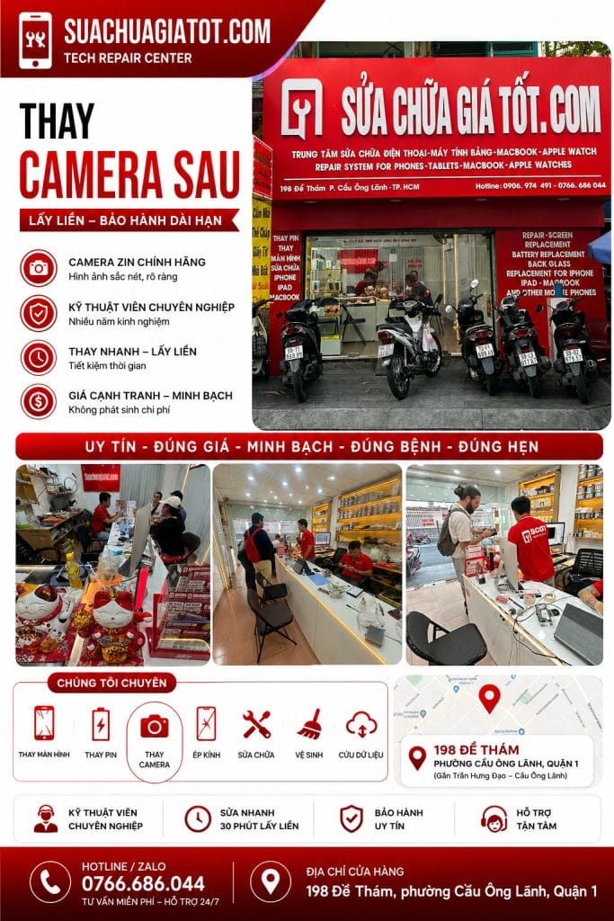Thay Camera Sau iPhone XR — Chính Hãng, Lấy Liền, Bảo Hành 3 Tháng