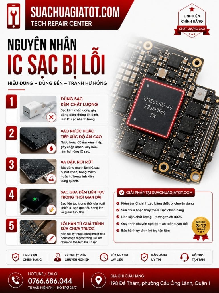 nguyên nhân lỗi IC Sạc